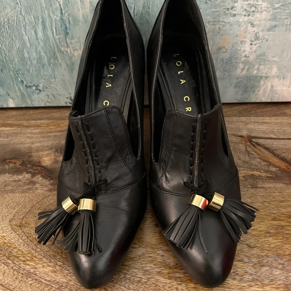 LOLA CRUZ Black Heels with Tassels - Picture 2 of 7